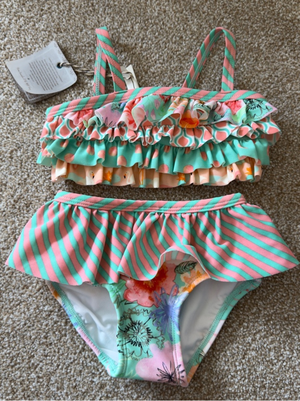 NWT Matilda Jane Ruffle 2 Piece Swim Set Size 2 Boutique Summer Swim Suit - Picture 2 of 9